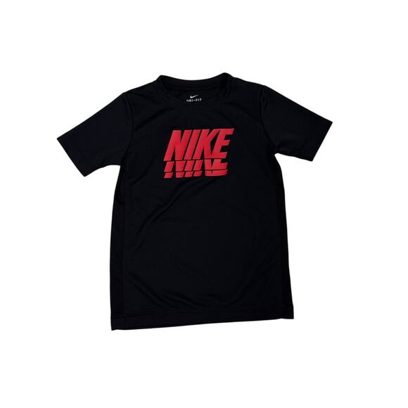 Nike Dri Fit Black Red Logo Shirt Size Youth Small 8 - Picture 1 of 2